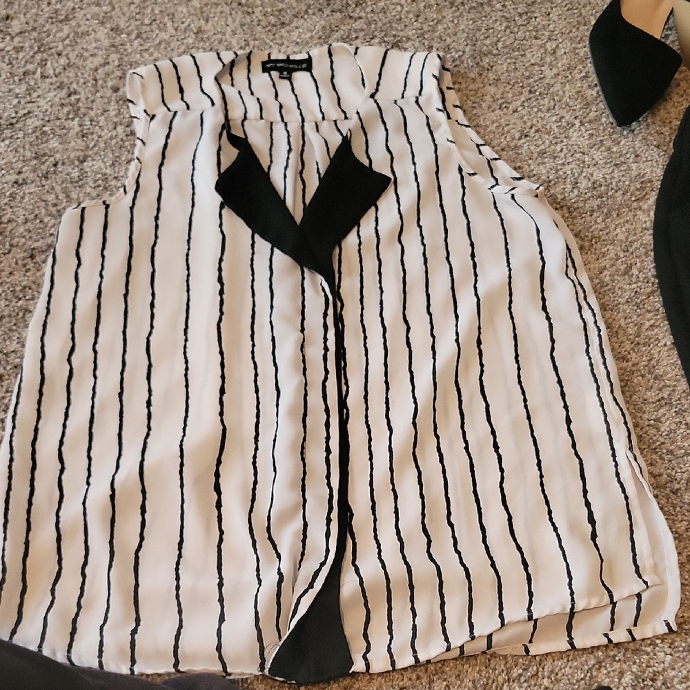 My Michelle Black and White Striped Tank Top